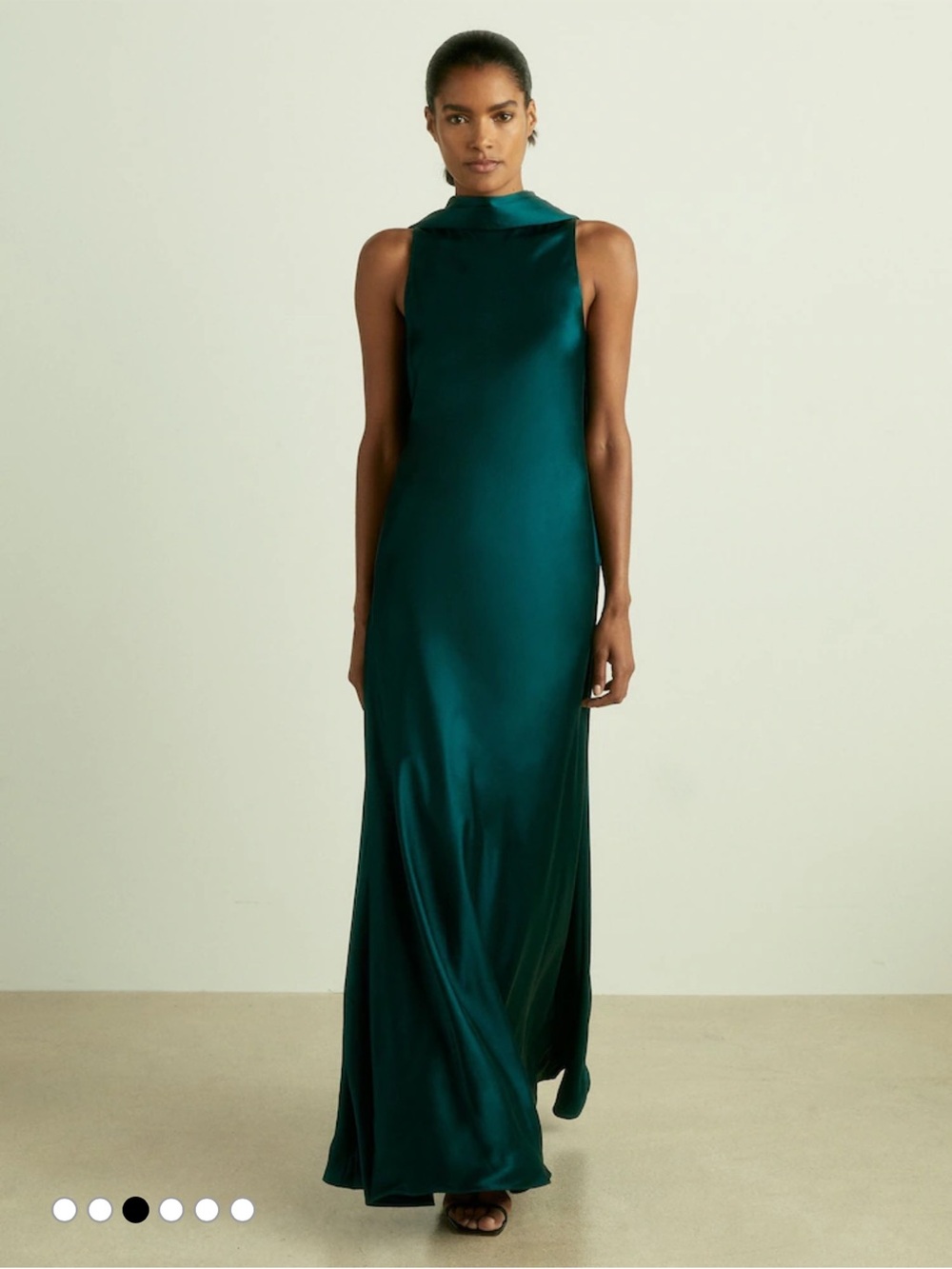 Reiss Teal Green Sleeveless Maxi Dress with Draped Back Panel - Picture 2 of 12